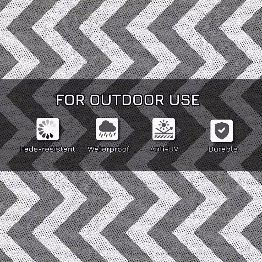 KORVIXA Reversible Round Outdoor RV Rug in Grey, Diameter: 100 cm – 2