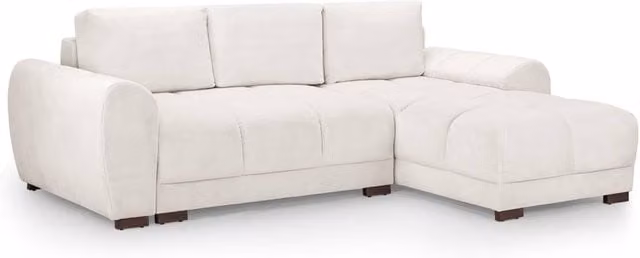 Beehive Furniture Azara Reversible L-Shape Corner Sofa Bed in Cream Fabric, W/D/H: 253 x 173 x 88 cm