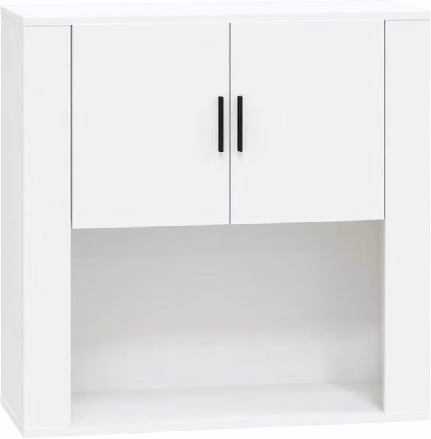 Berkfield Home White Wall Mounted Cabinet with Hinged Doors, W/D/H: 80 x 33 x 80 cm