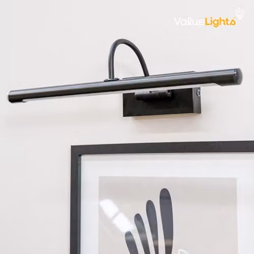 ValueLights Alana LED Picture and Mirror Wall Light, Black or Gold/Brass, IP44 Rated for Bathrooms, Mains Wired – 2