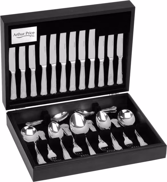 Arthur Price Kings Polished Stainless Steel 58 Piece 8 Person Canteen Cutlery Set in Silver – 1