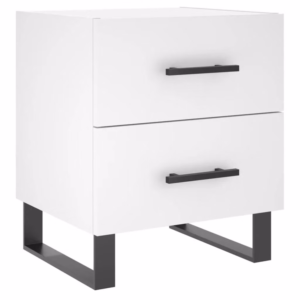 Berkfield Home White Modern Bedside Cabinet W/D/H: 40 x 35 x 47.5 cm – 2