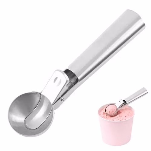 Orsina Stainless Steel Ice Cream Scoop in Silver with Matte Finish – 1