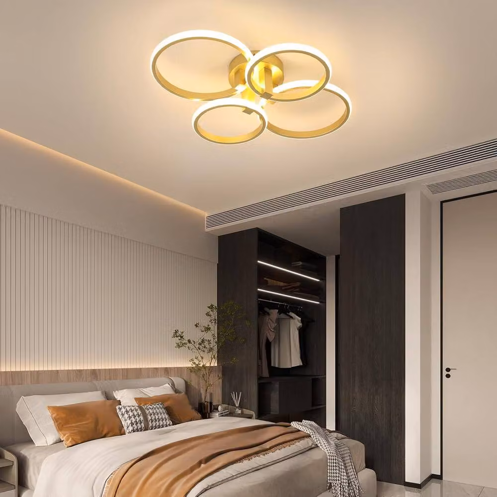 COMELY 56W Dimmable LED 4 Ring Ceiling Light in Gold/Brass with Remote Control – 2