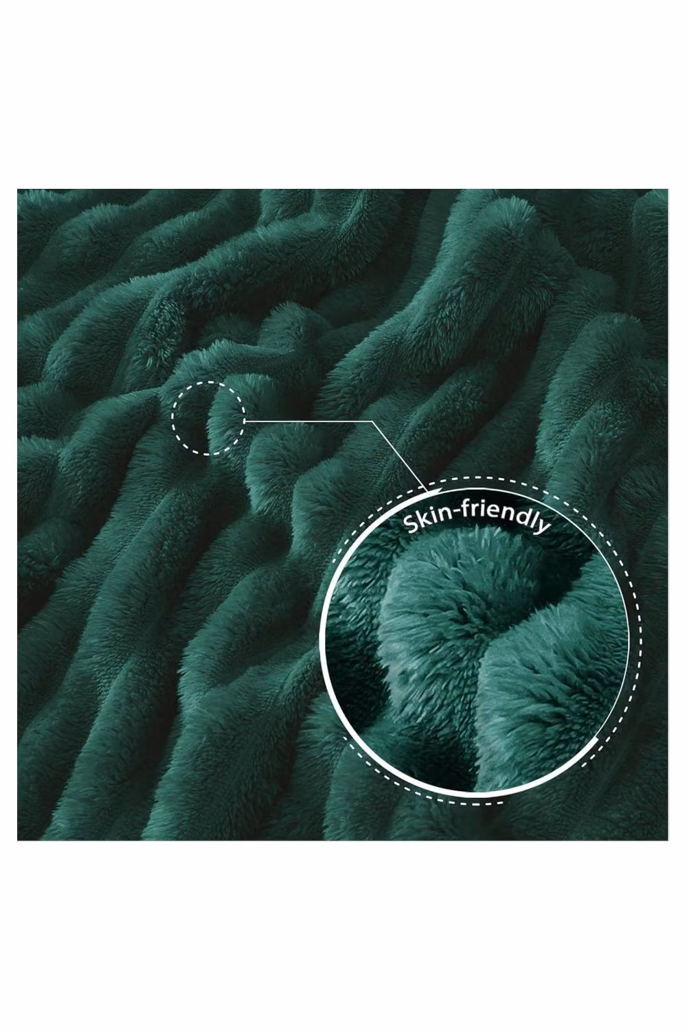 Dyzi Supersoft Ribbed Jacquard Fleece Throw Blanket in Dark Green, W: 150 cm, D: 200 cm – 5