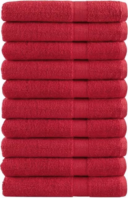 Berkfield Home SOLUND Premium Cotton Terry Towel Set, Red, 10 Pieces, W: 100 cm x L: 200 cm, 600 gsm – 1