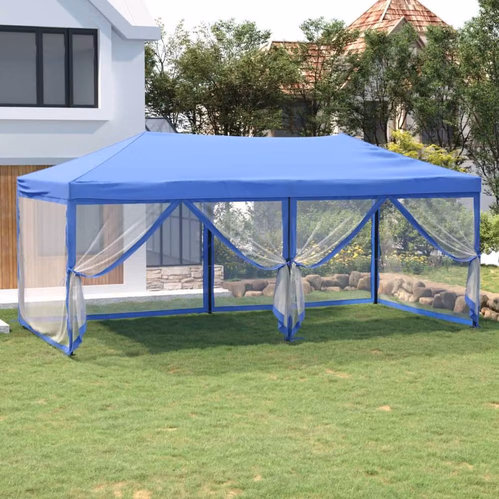 Berkfield Home Sturdy Folding Party Tent with Sidewalls in Blue, W: 6 m, D: 3 m, H: 2.44 m – 2