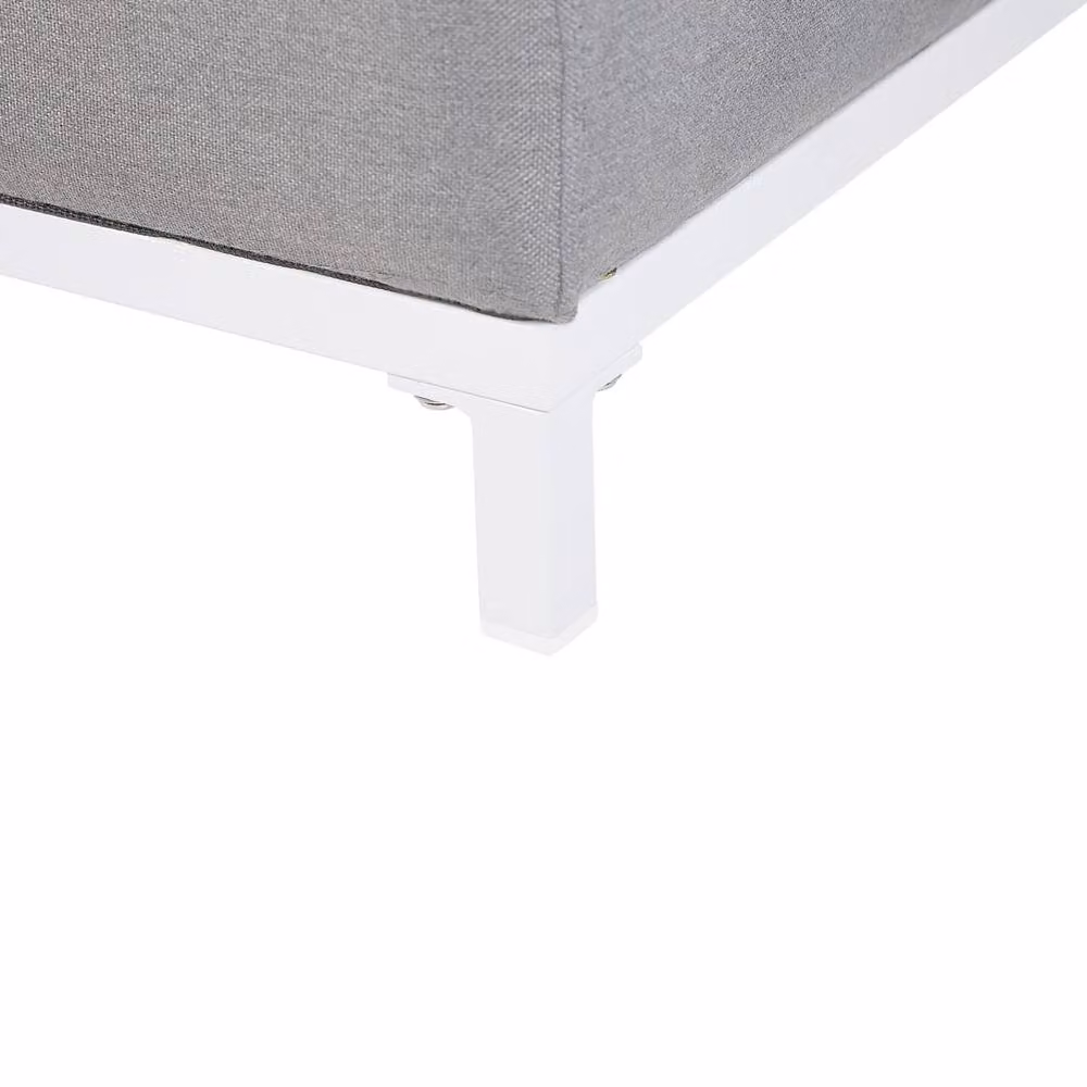 Wyld Haus Square Ottoman in Light Grey Polyester with White Aluminium Legs – 3