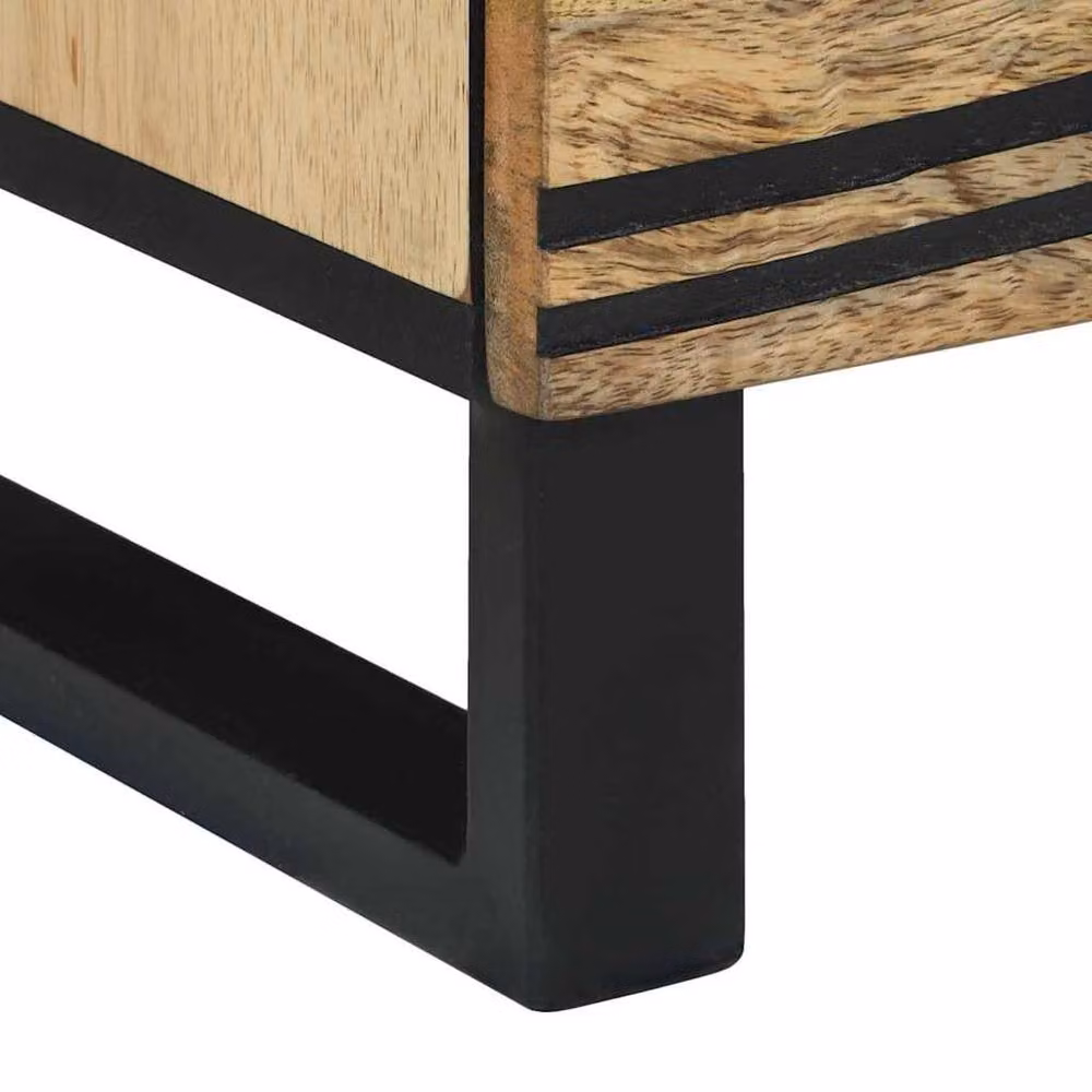 Berkfield Home Modern Bedside Cabinet in Brown Solid Mango Wood, W/D/H: 40 x 33 x 46 cm – 7