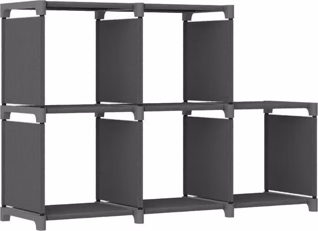 Berkfield Home 5-Cube Display Shelf in Grey with Fabric and Metal Finish, W/D/H: 103 x 30 x 72.5 cm