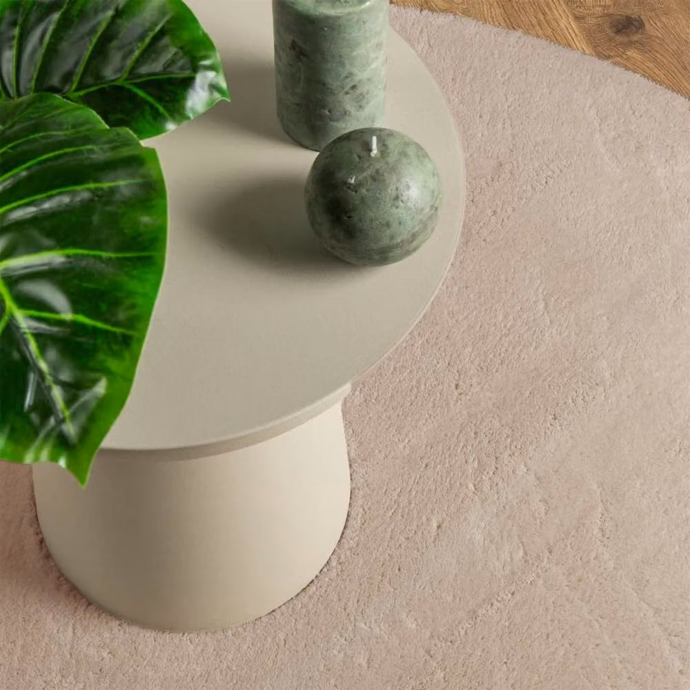 Berkfield Home HUARTE Round Short Pile Washable Rug in Sand and Taupe, Diameter: 120 cm – 2