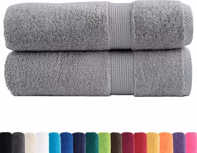 Berkfield Home SOLUND Premium Cotton Terry Bath Towels, Grey, 2 Pack, W: 150 cm, H: 100 cm, 600gsm
