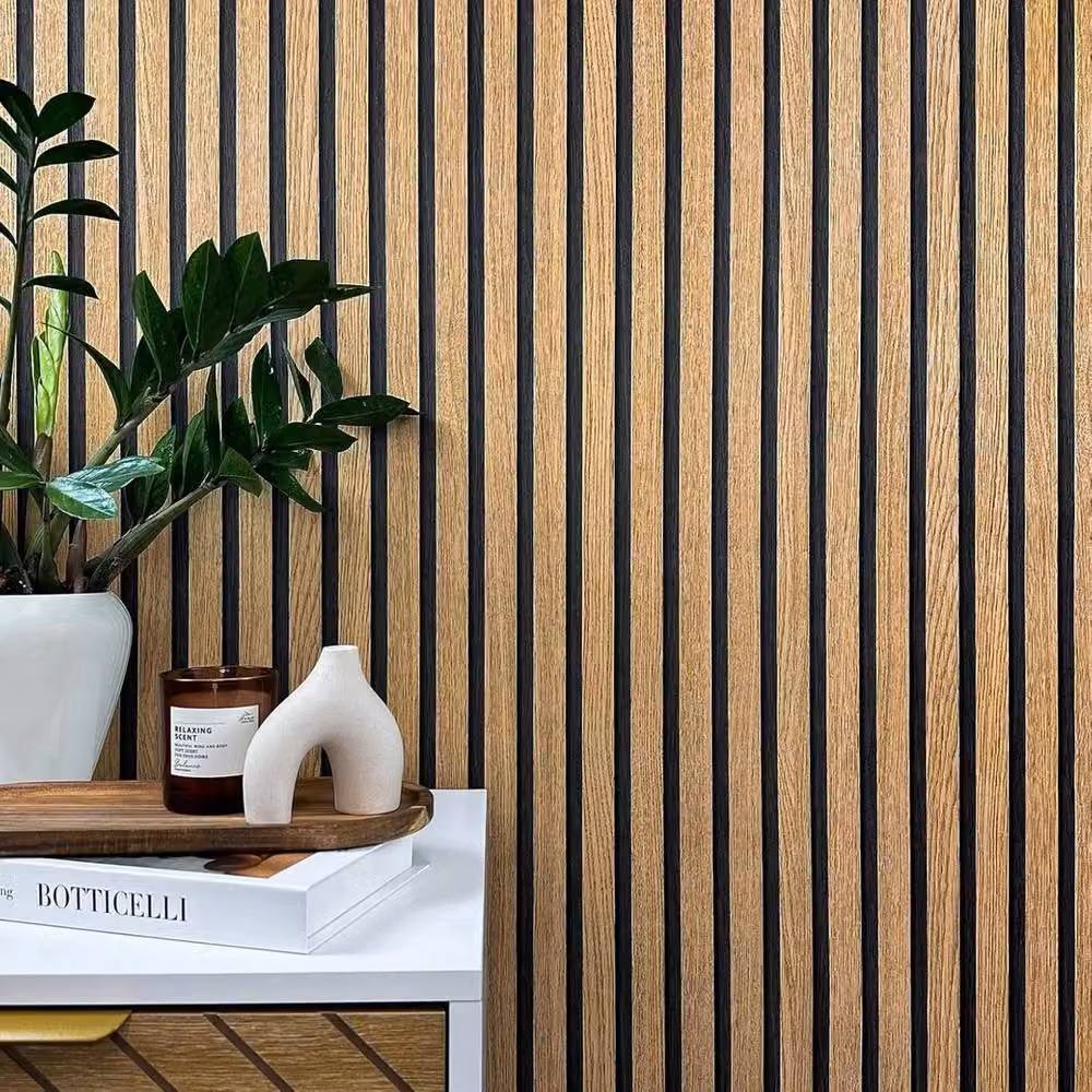 NESTLUNE 3D Wooden Slat Panelling Wallpaper in Brown, W/H: 100 x 15 cm – 4