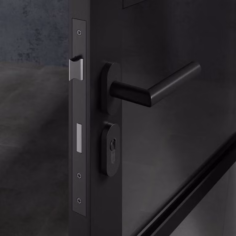 Forgeworks Stainless Steel Thin Frame Indoor Door Sashlock, Matt Black, 35mm