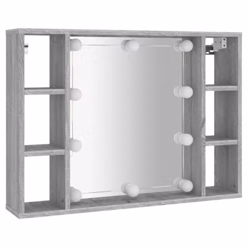 vidaXL Wall-mounted Mirror Cabinet with LED Lighting in Grey Sonoma Matt