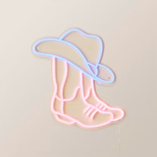 ValueLights Neon Sign Cowboy Style Novelty Wall Light in White, Blue and Purple – 1