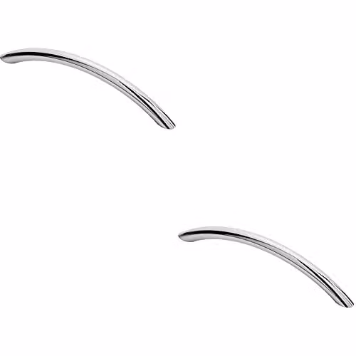 Loops 2 Pack Curved Bow Cabinet Pull Handles in Chrome, 153 x 10 mm with 128 mm Fixing Centres