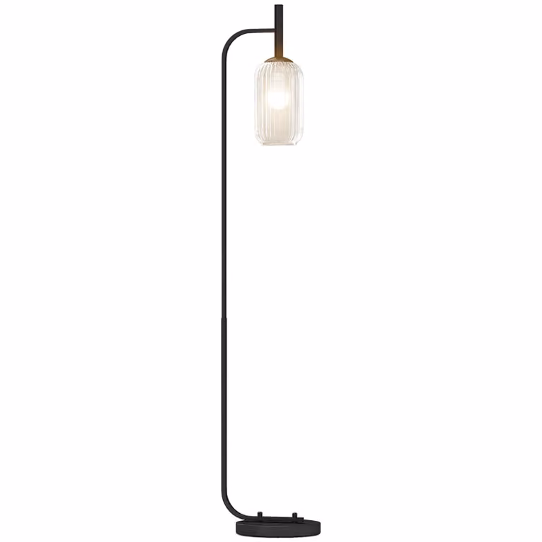 HOMCOM Modern Floor Lamp with Transparent Glass Lampshade and Foot Switch in Gold or Black