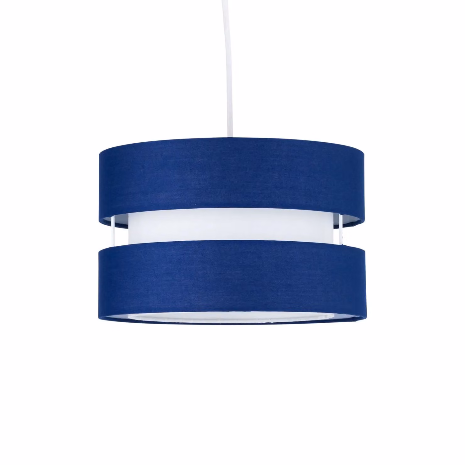 First Choice Lighting Benni Set of 2 Blue Fabric Round Easy Fit Pendant Shades, Diameter: 26 cm – 2