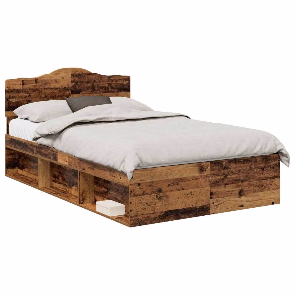 Berkfield Home Bed Frame with Headboard in Brown Solid Pine Wood, W/D/H: 120 x 200 cm – 2