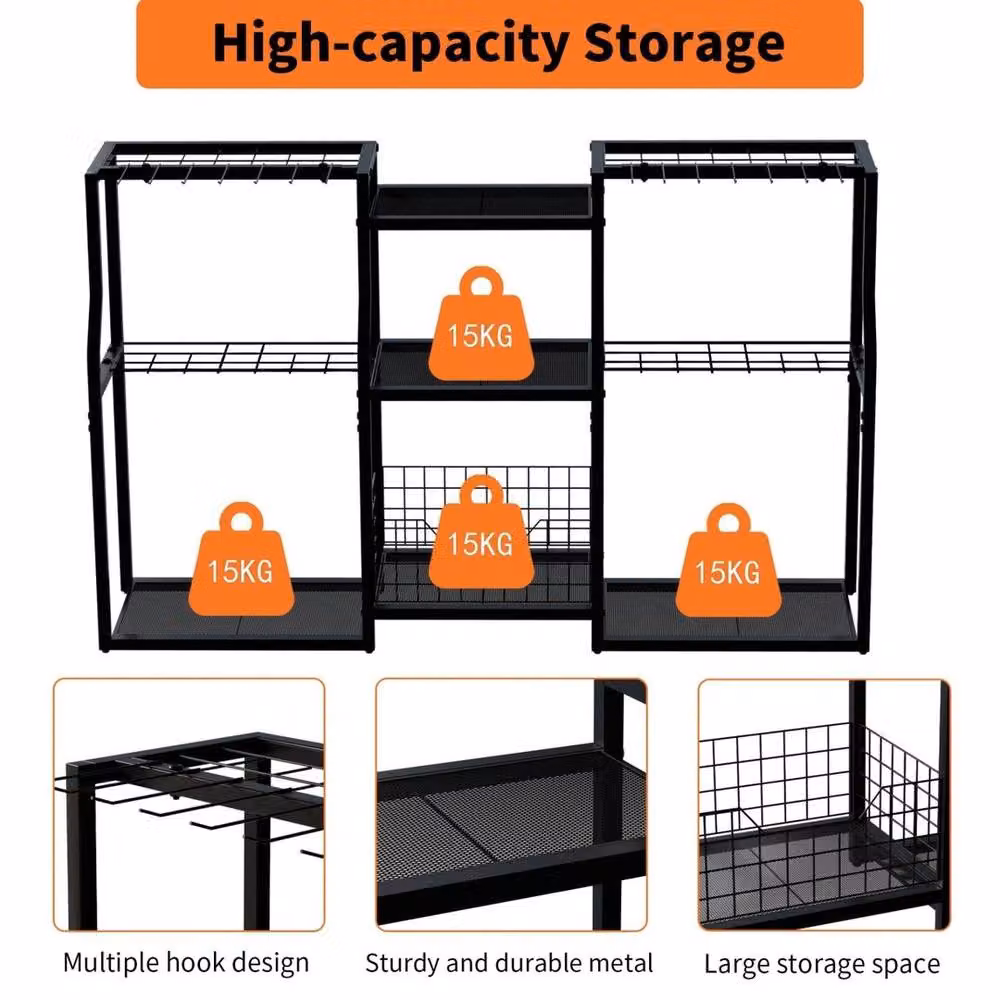 Kelvenix Garden Tool Organizer Tool Tower Rack in Black, W/D/H: 92 x 40 x 95 cm – 5