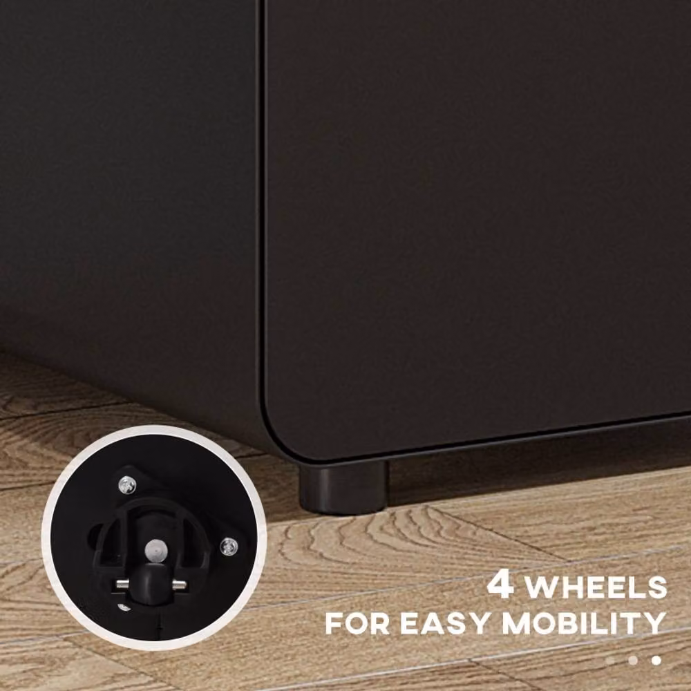 STILVORA 3 Drawer Metal File Cabinet with Lock and Castors in Matt Black – 6