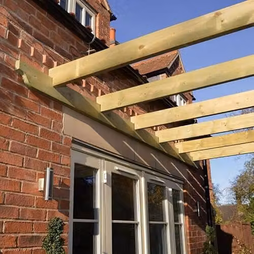 Buttercup Farm Wall Mounted Wooden Garden Pergola in Light Green, W: 300 cm, D: 180 cm, H: 270 cm – 3