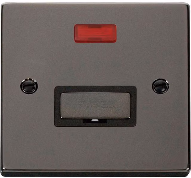 SE HOME Black Nickel 13A Fused Ingot Connection Unit with Neon