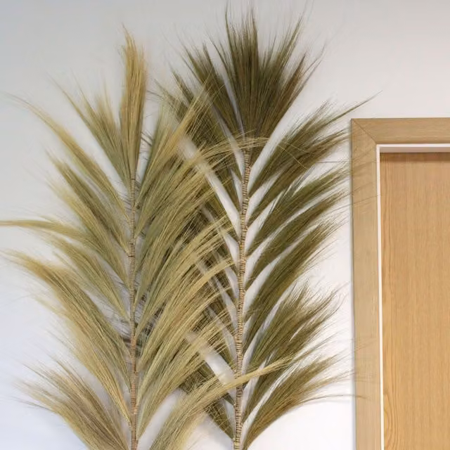 KDMK Rayung Grass Natural Handcrafted Dried Braided Boho Decor in Beige and Yellow