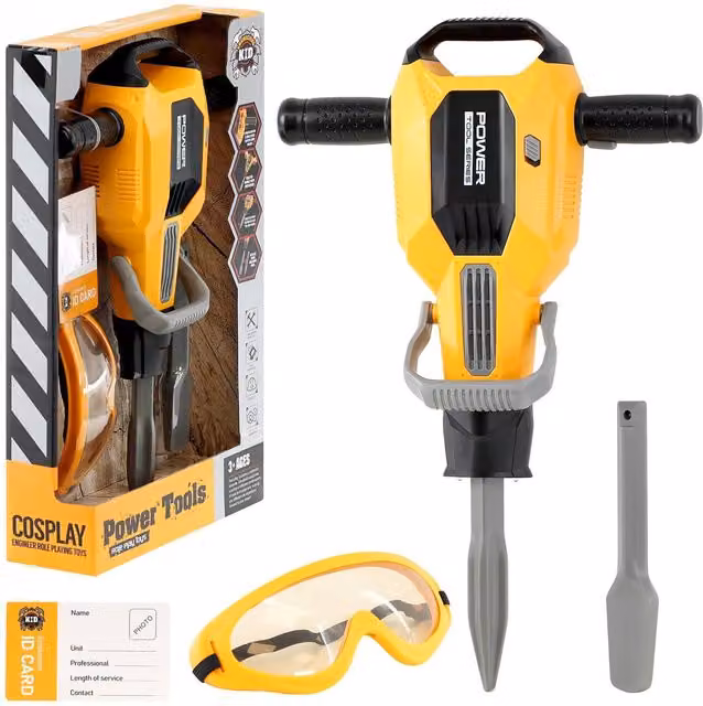 The Magic Toy Shop Kids Jackhammer Toy with Realistic Sounds in Yellow