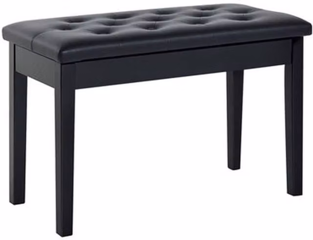 NESTLUNE Classic Piano Bench with Padded Synthetic Leather Seat in Black, W/D/H: 100 x 100 x 50 cm