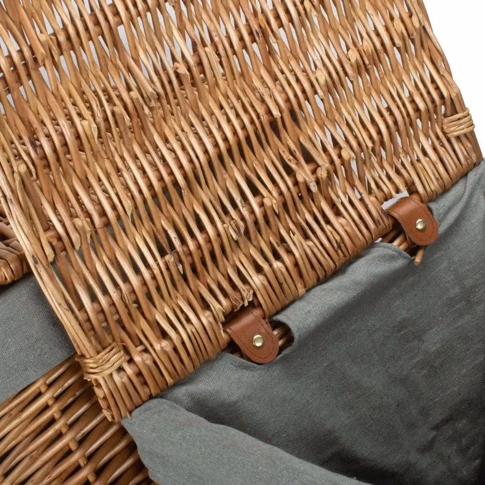 Red Hamper Set of 2 Red Wicker Square Laundry Baskets with Grey Sage Cotton Lining and Handles – 2