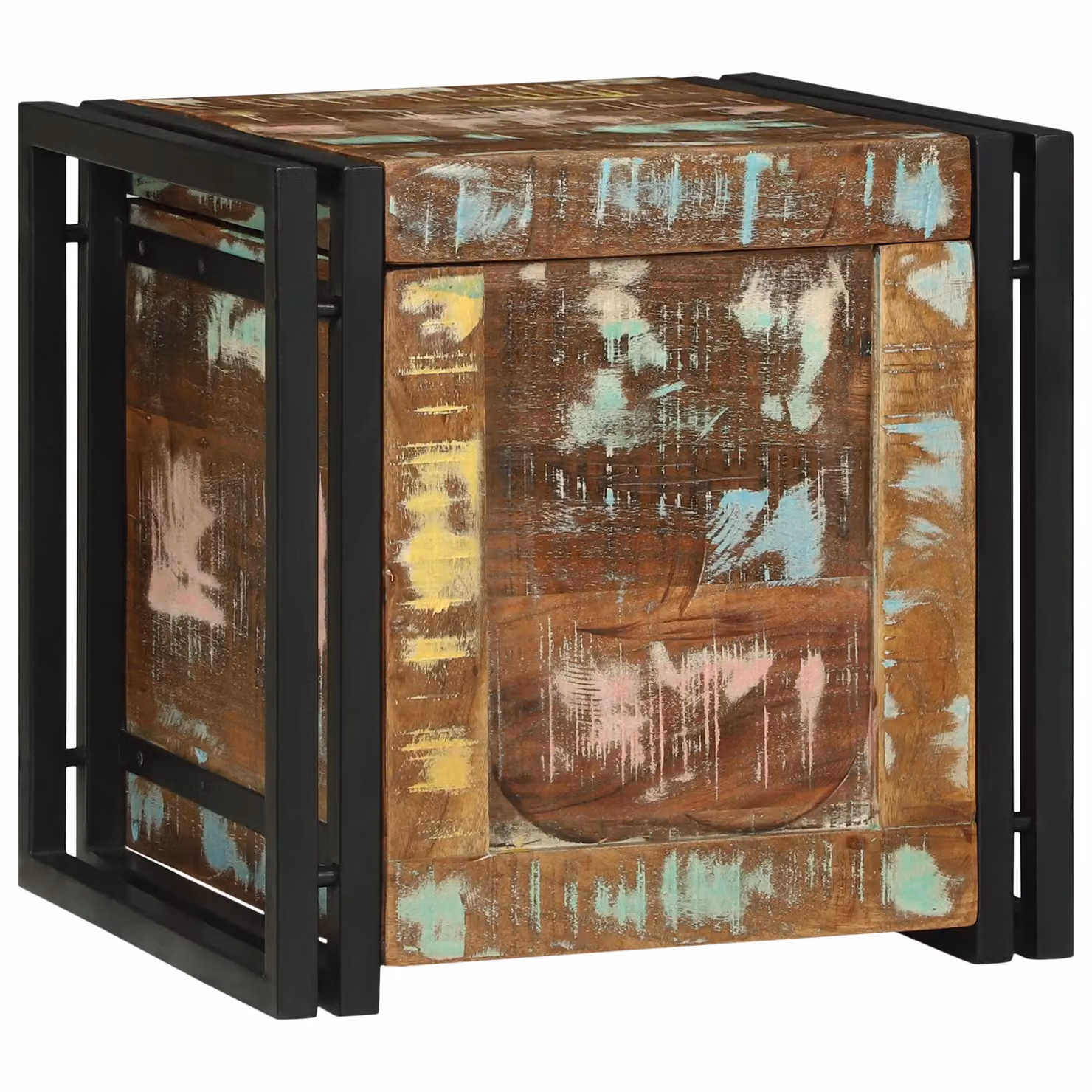 Berkfield Home Rustic Acacia Wood Storage Box, Brown and Black, W/D/H: 40 x 40 x 40 cm – 3