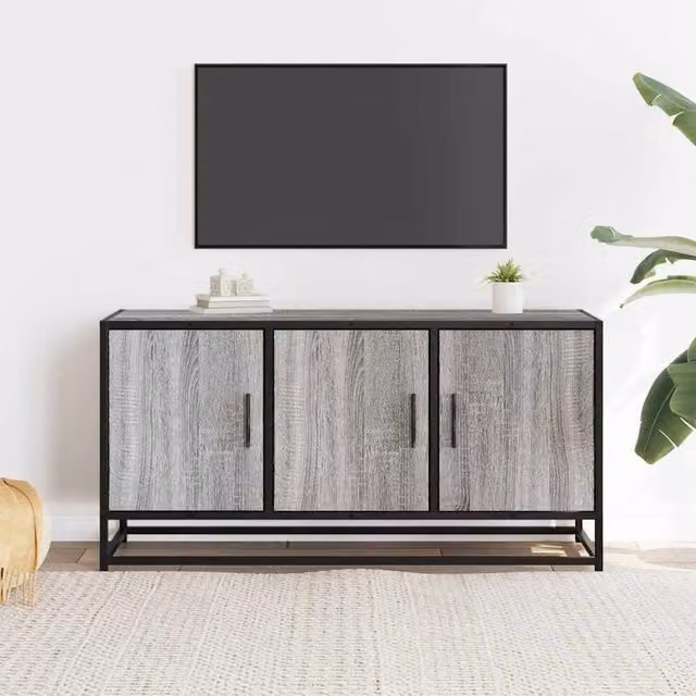 Berkfield Home Industrial Grey Sonoma TV Cabinet in Engineered Wood and Metal, W/D/H: 100 x 35 x 50 cm