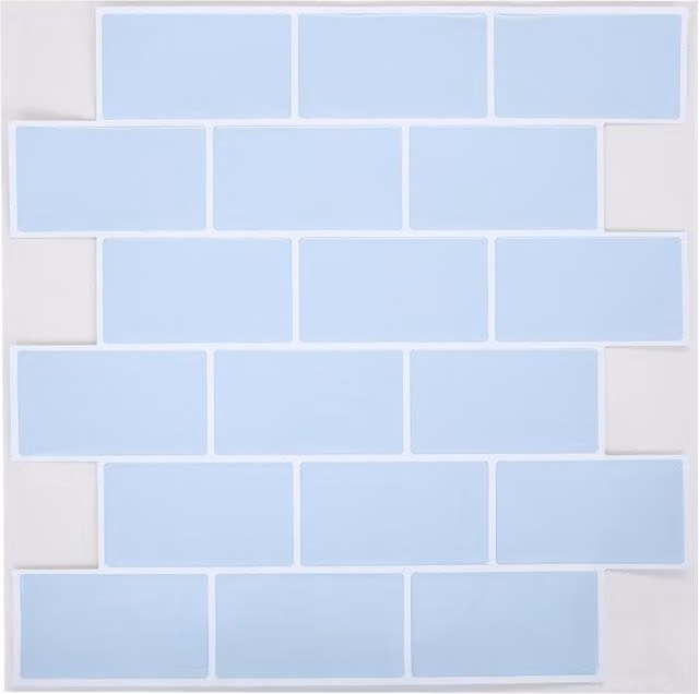 Living and Home 10 PCS Peel and Stick Tile Look Wall Stickers in Light Blue