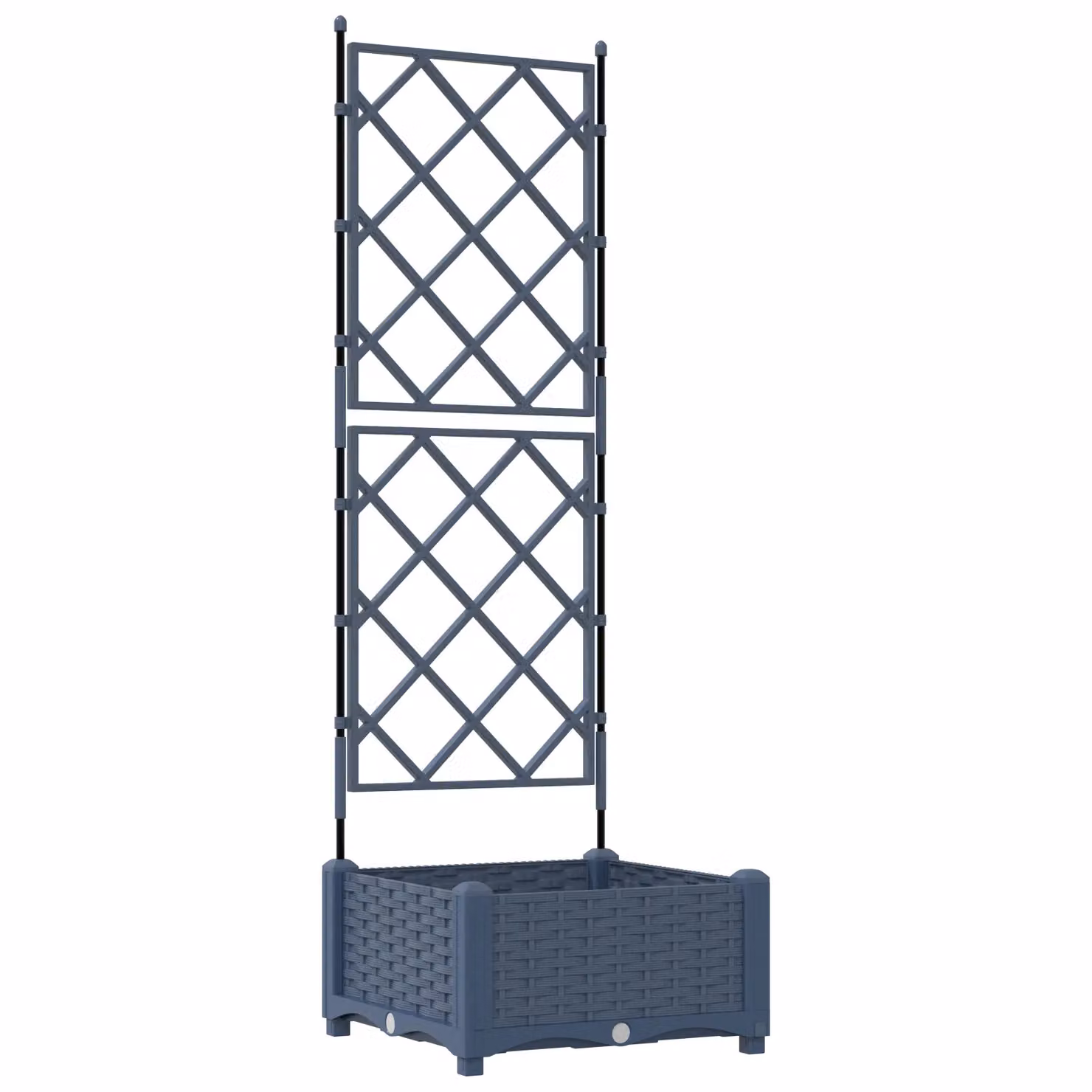 Berkfield Home Garden Planter with Trellis in Grey, W/D/H: 40 x 40 x 125.5 cm – 2