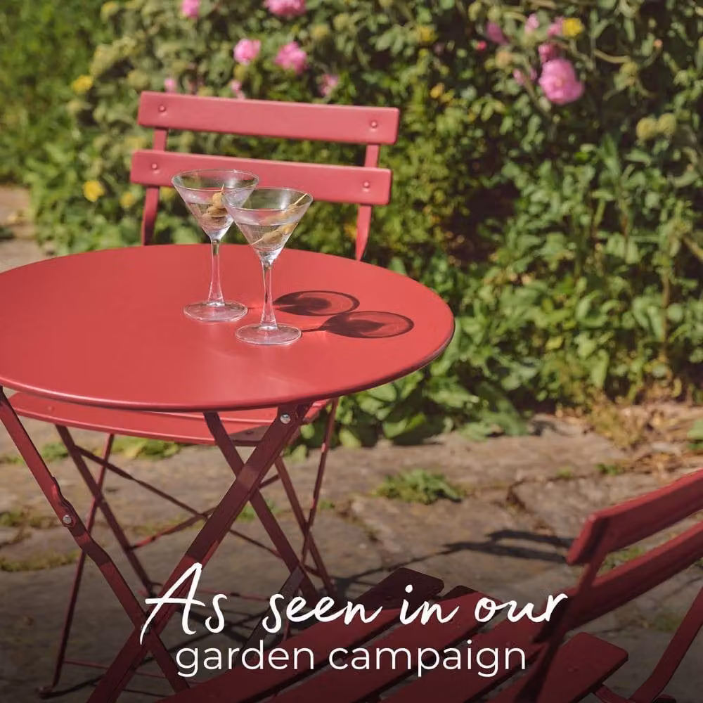 FurnitureboxUK Cabo 2 Seater Metal Bistro Set with Round Table in Red – 1