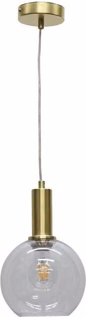 First Choice Lighting Barnum Art Deco Pendant Fitting with Transparent Glass Sphere and Gold Brass Finish – 1