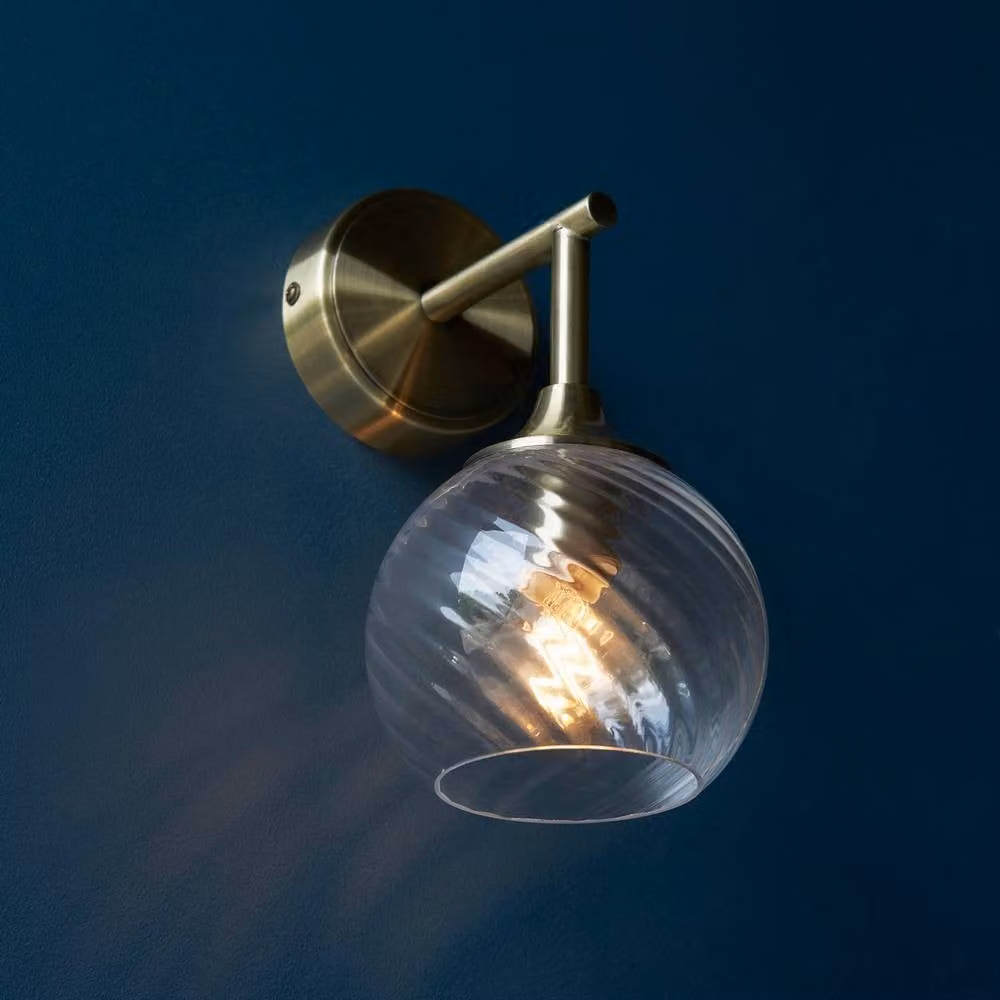 Netlighting Allegra Glass Shade Wall Lamp in Gold and Antique Brass – 2