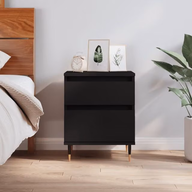 Berkfield Home Modern Black Bedside Cabinet W/D/H: 40 x 35 x 50 cm – 1