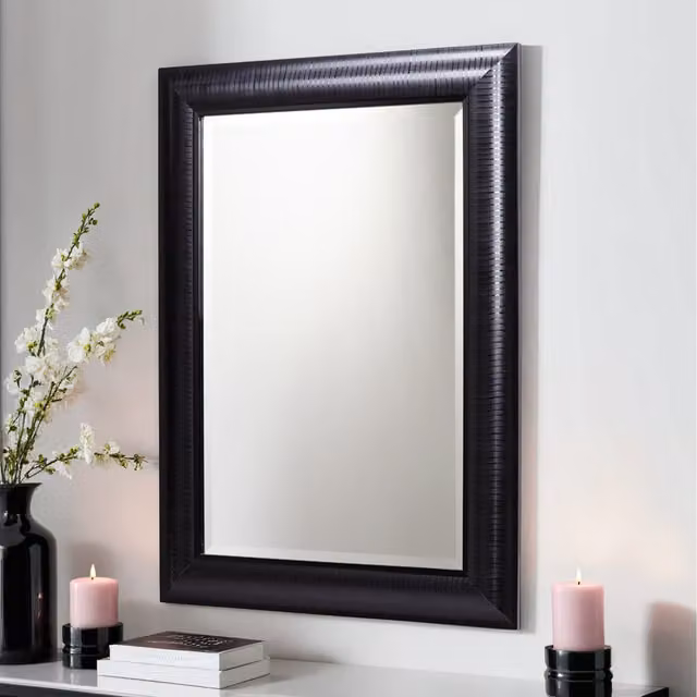 Yearn Modern Rectangular Black Framed Wall Mirror, Width: 62 cm