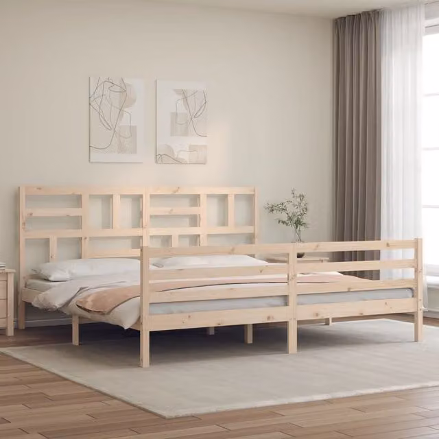 Berkfield Home Solid Pine Wood Bed Frame in Brown, 200 x 200 cm