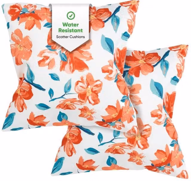 Gardenwize Pack of 2 Japanese Floral Outdoor Scatter Cushions, Red and Multicolour, W/D/H: 45 x 45 x 45 cm – 1
