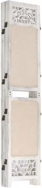 Berkfield Home Elegant 6-Panel Room Divider in Beige Fabric, H 210 cm x W 165 cm