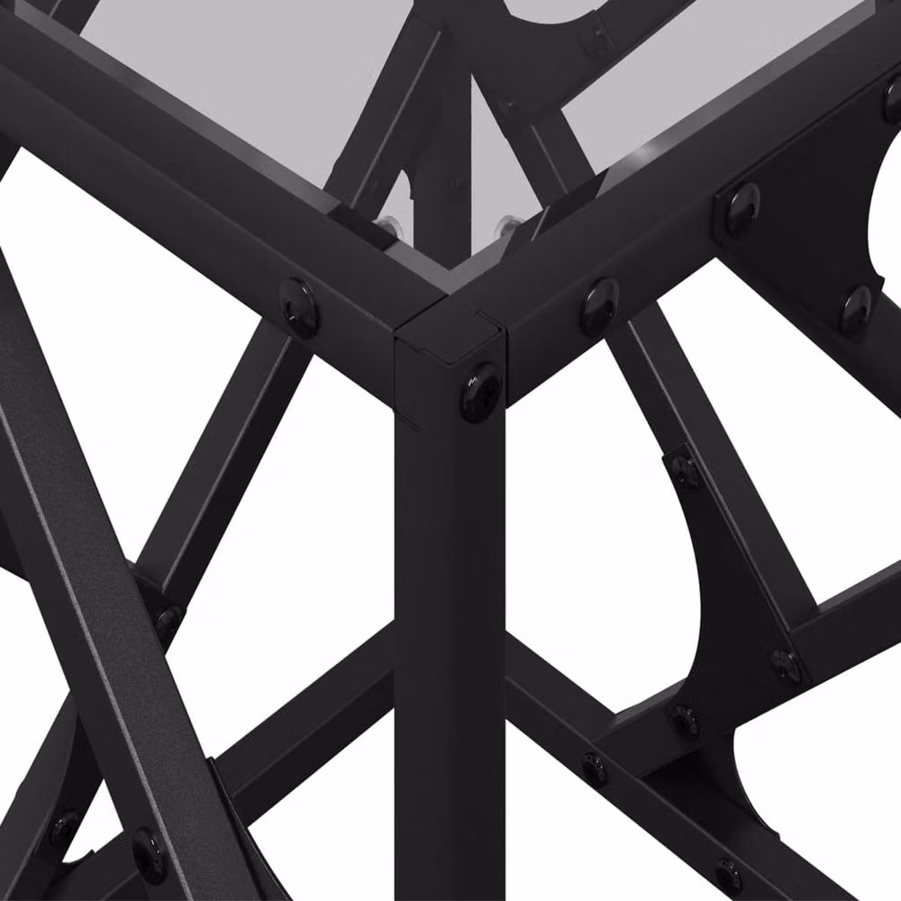 Berkfield Home Modern Square Coffee Table with Transparent Glass Top and Black Steel Frame, W/D/H: 30 x 30 x 41 cm – 4