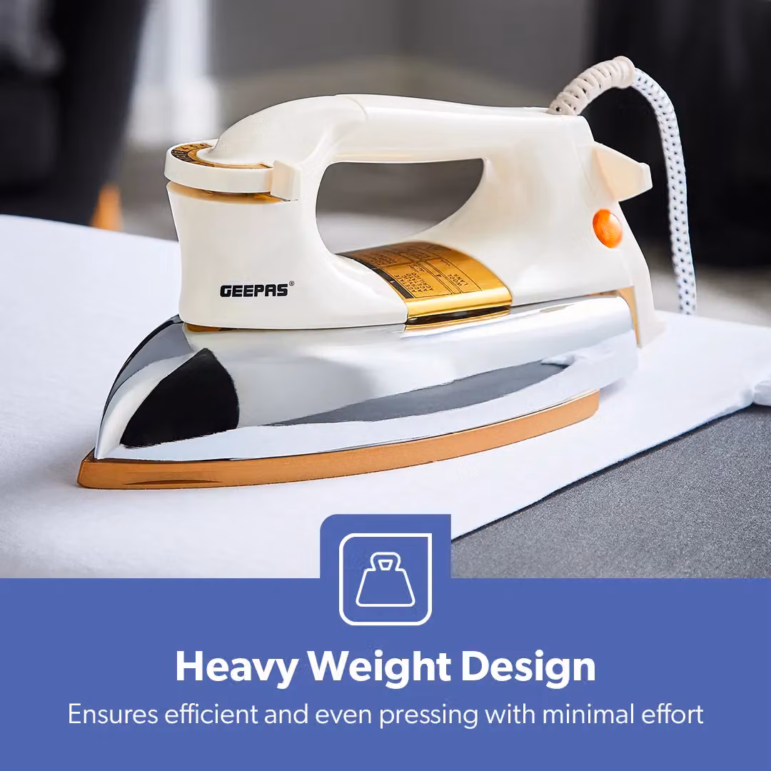 Geepas 1200W Dry Iron with Non-Stick Coating in White – 3