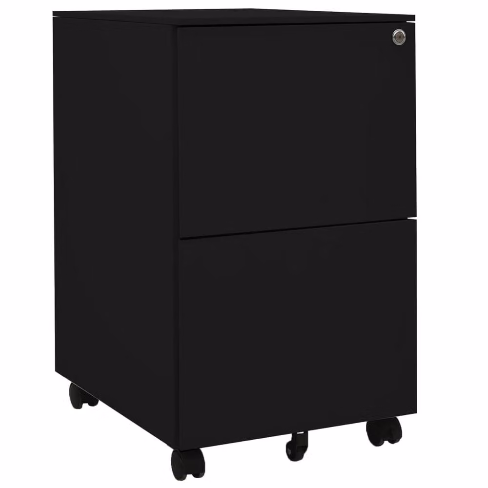 Berkfield Home Mobile File Cabinet in Black Steel, W/D/H: 39 x 45 x 67 cm – 2