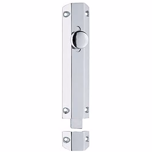 Loops Surface Mounted Flat Sliding Door Bolt Lock in Silver
