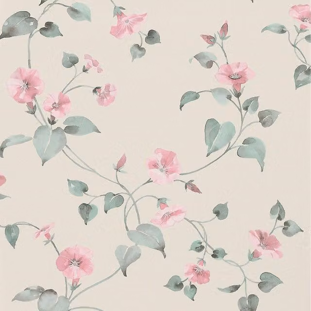 Erismann Botanical Floral Wallpaper in Pink and Green