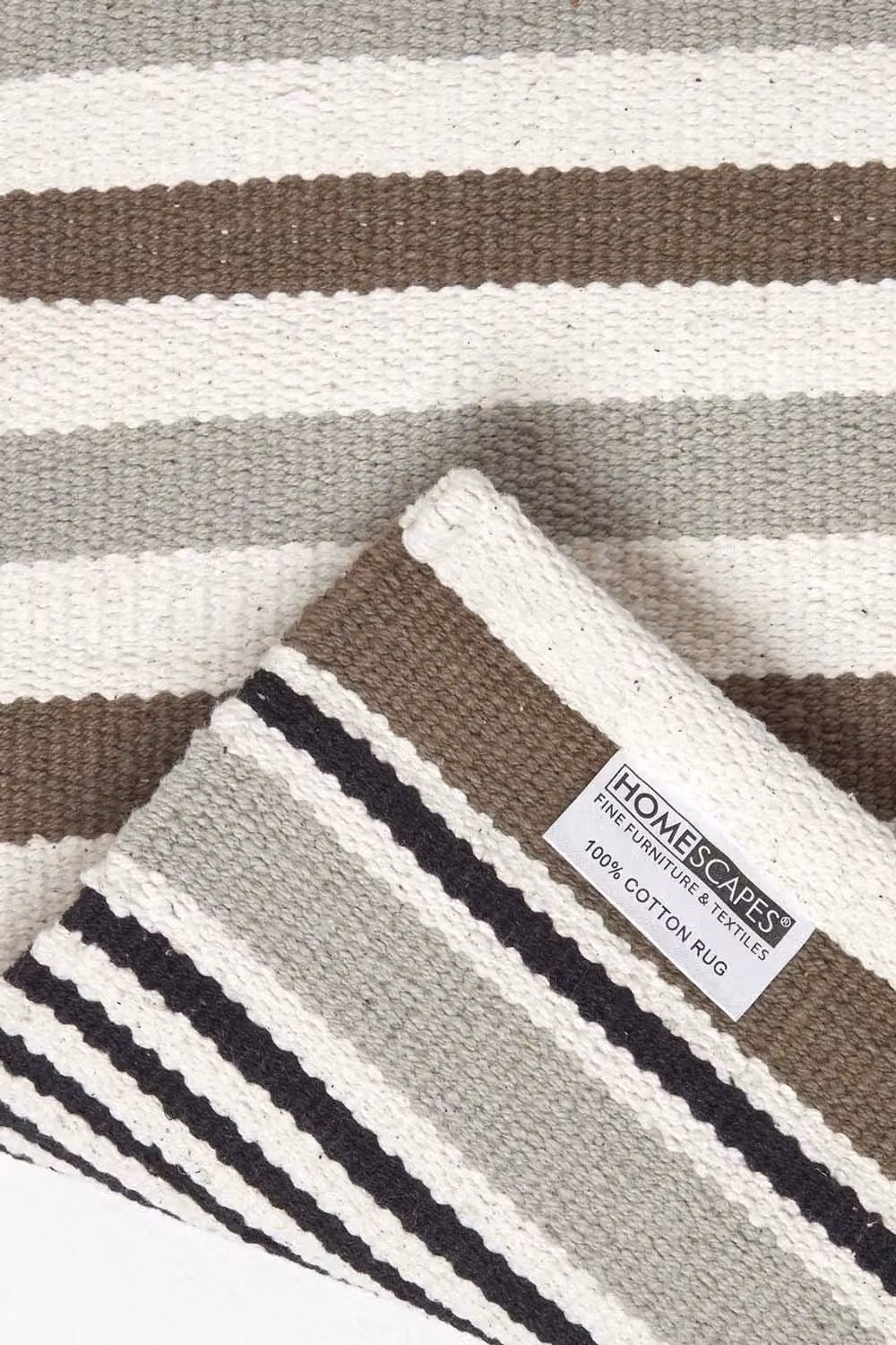 Homescapes Grey Striped Scandinavian Style Cotton Rug, W: 150 cm, L: 240 cm – 3